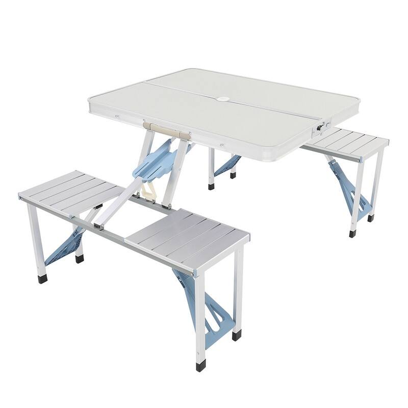 One Piece Folding Camping Table and Chair Aluminum Alloy - Silver