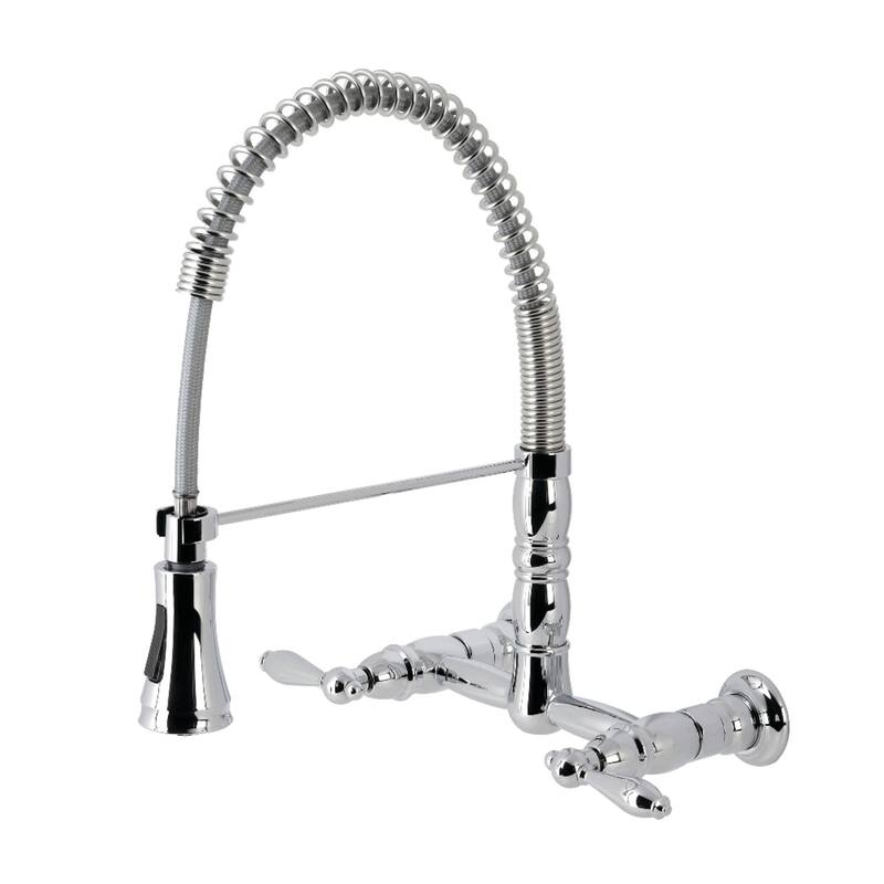 Heritage Two-Handle Wall-Mount Pull-Down Sprayer Kitchen Faucet - Polished Chrome