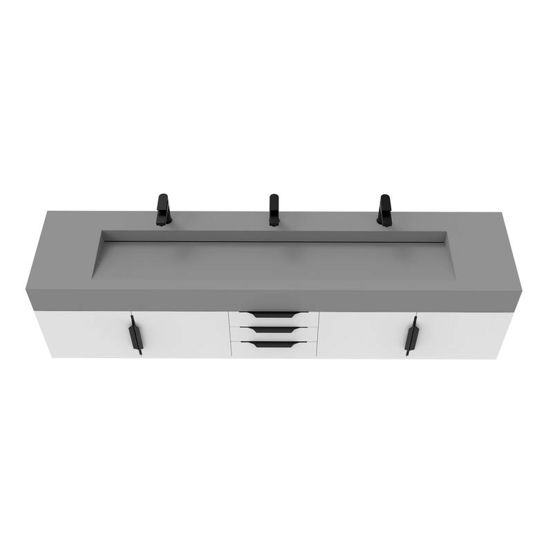 Nile 84" Wall Mounted Bathroom Vanity Set gr/ Gray Top