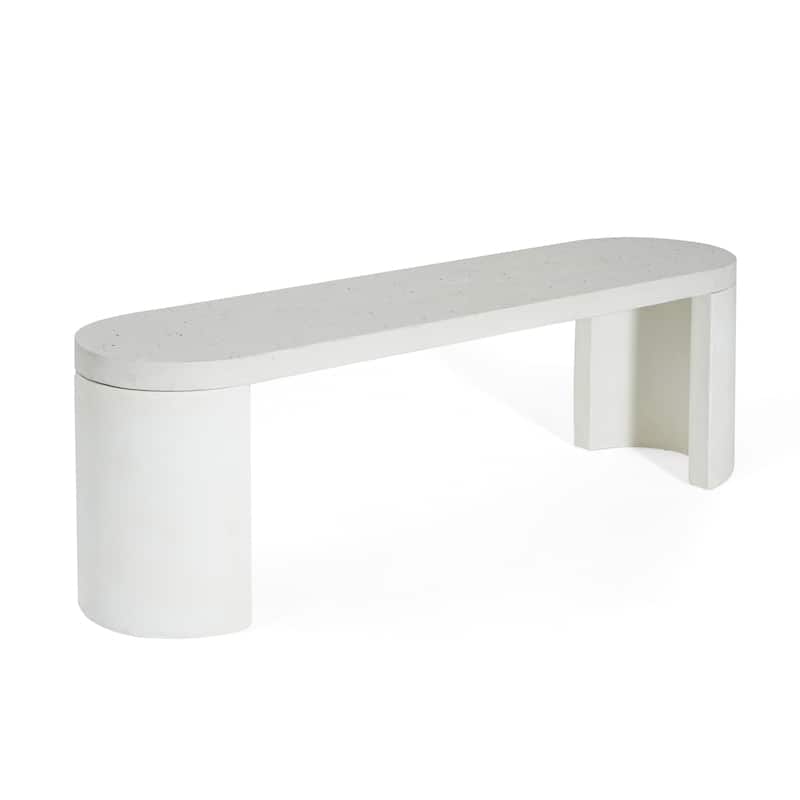 Christopher Knight Home - Vireo Terrazzo White Concrete Patio Dining Table with Bench