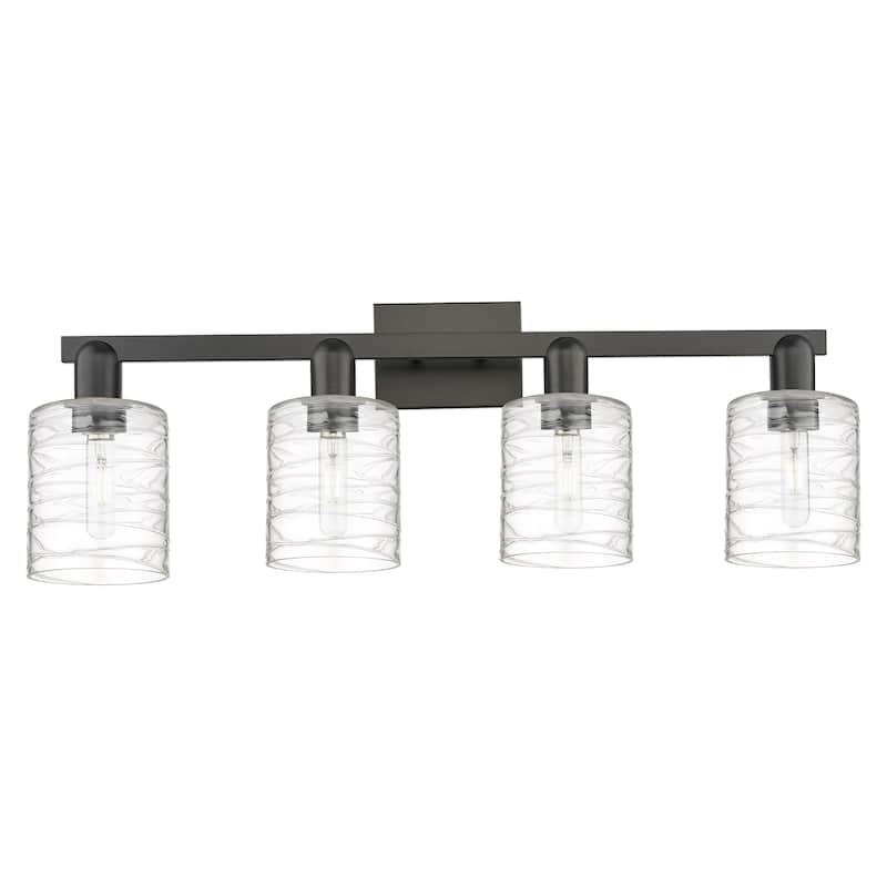 Innovations Lighting 716-4W-11-32 Cobbleskill Vanity Cobbleskill 4 - Matte Black / Deco Swirl