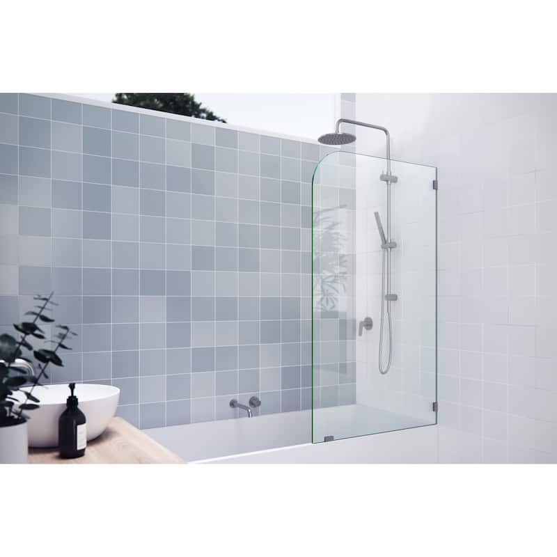 Solaris 30 in. x 58.25 in. Frameless Bathtub Shower Door - Single Fixed Panel Radius