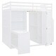 preview thumbnail 4 of 8, Wood Full Size Storage Loft Bed Frame with Desk, Storage Stairs, Wardrobe(w/Foldable Door and Shelves) for Kids, Teens - White
