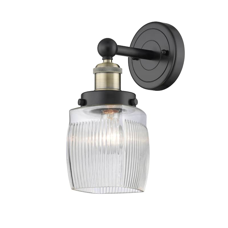 Innovations Lighting 616-1W-12-6 Colton Sconce Colton 12" Tall Wall - Black Antique Brass / Clear Halophane