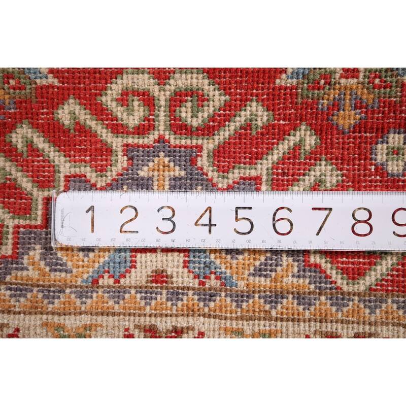 Geometric Kazak Oriental Accent Rug Hand-Knotted Wool Carpet - 2'1" x 2'11"