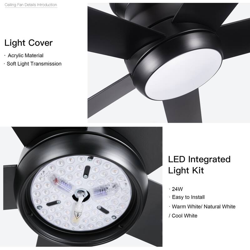 52" Low Profile Ceiling Fan with Lights