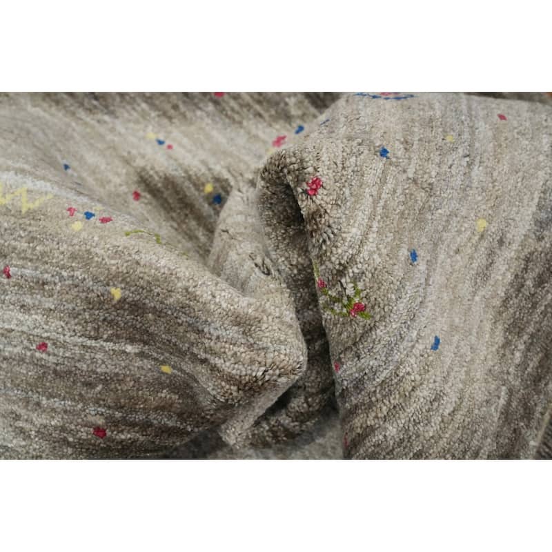 Hand Knotted Oriental Viscose Silk Carpet Tribal Animal Pictorial Greys & Charcoal Gabbeh Area Rug - 11' 11'' X 8' 11''