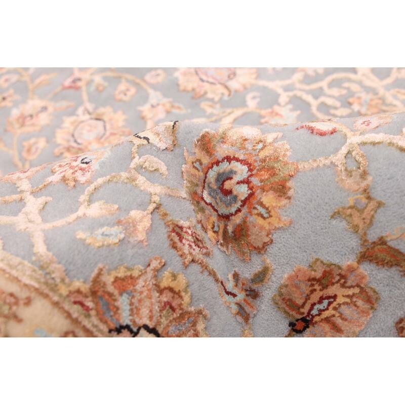 ECARPETGALLERY Hand-knotted Mirzapur Light Blue Viscose, Wool Rug - 5'7 x 7'10