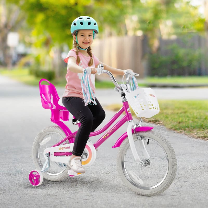Costway 16" Kids Bicycle with Basket Doll Seat Colorful Streamers - See Details