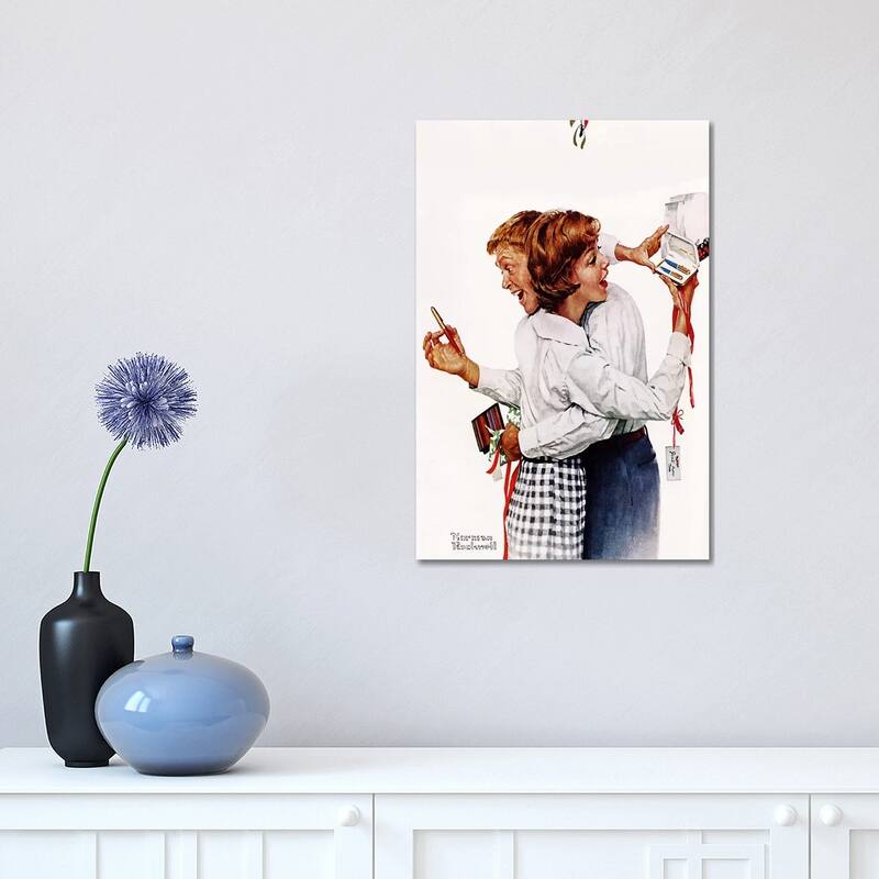 iCanvas "They Gave Each Other a Parker 61 Pen" by Norman Rockwell Canvas Print - 18x12x1.5
