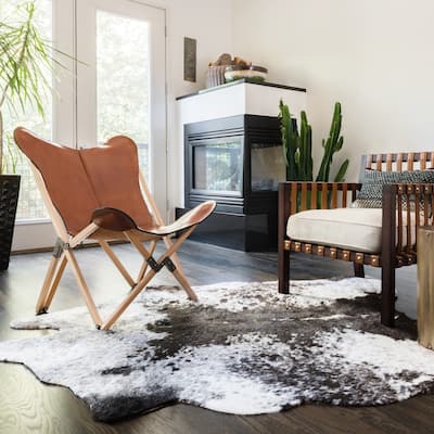 Alexander Home Charcoal Faux Cowhide Area Rug