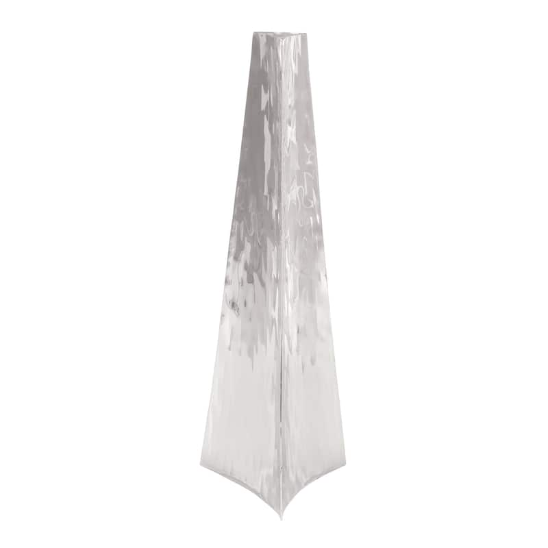 Stainless Steel Metal Hammered Decorative Vase - Silver - Roche River Decor - Silver - 7"W, 22"H