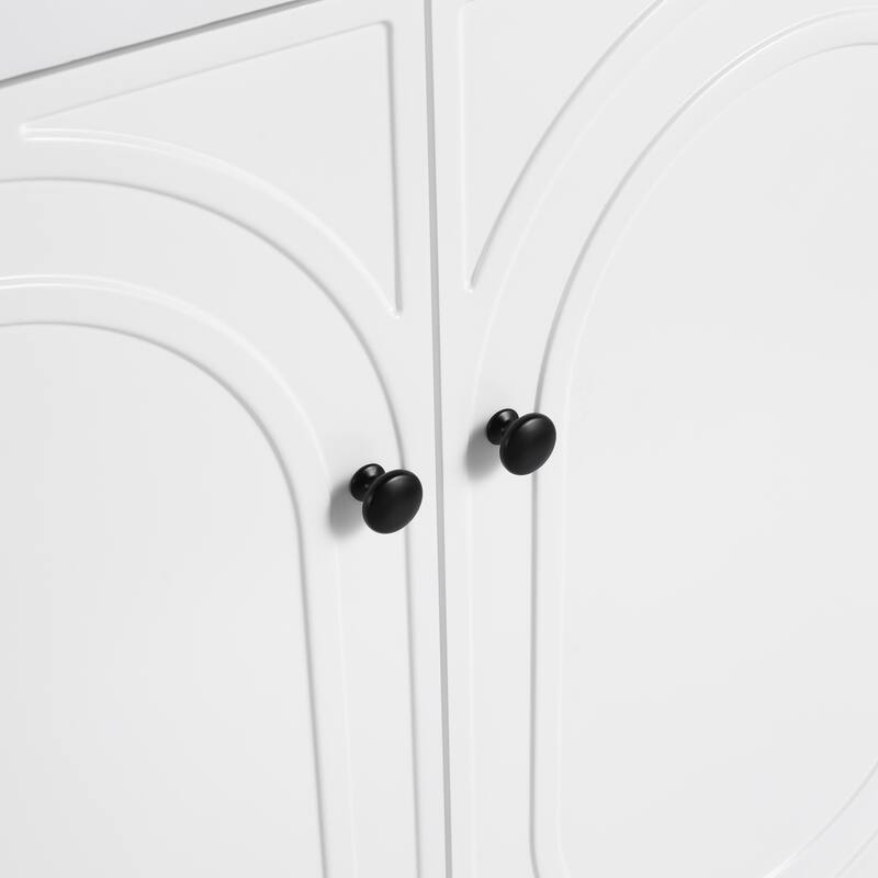 36" Freestanding Bathroom Vanity with Soft-Close Doors, Adjustable Storage Shelves, and 3 Metal Handle Options