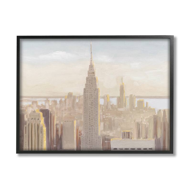 Stupell Manhattan Dawn Painting Framed Giclee Art Design by James Wiens - 20 x 16 - Black