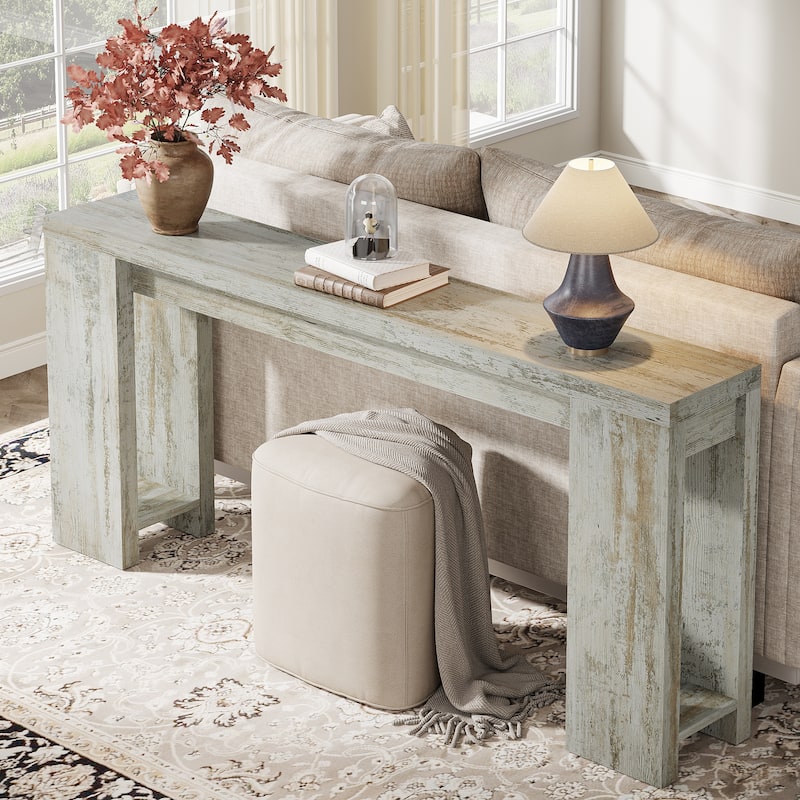 70.9 Inches Long Console Sofa Table for Living Room Entryway Hallway - Distressed White