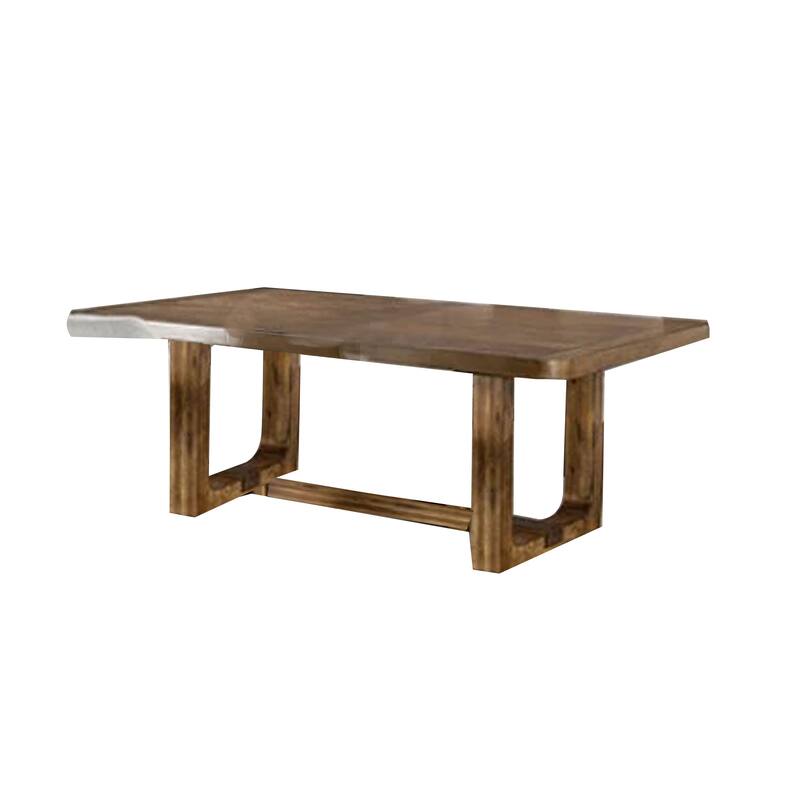 Ramie Dining Table, Chestnut Brown Wood, 84-102 Inch Expandable Leaf