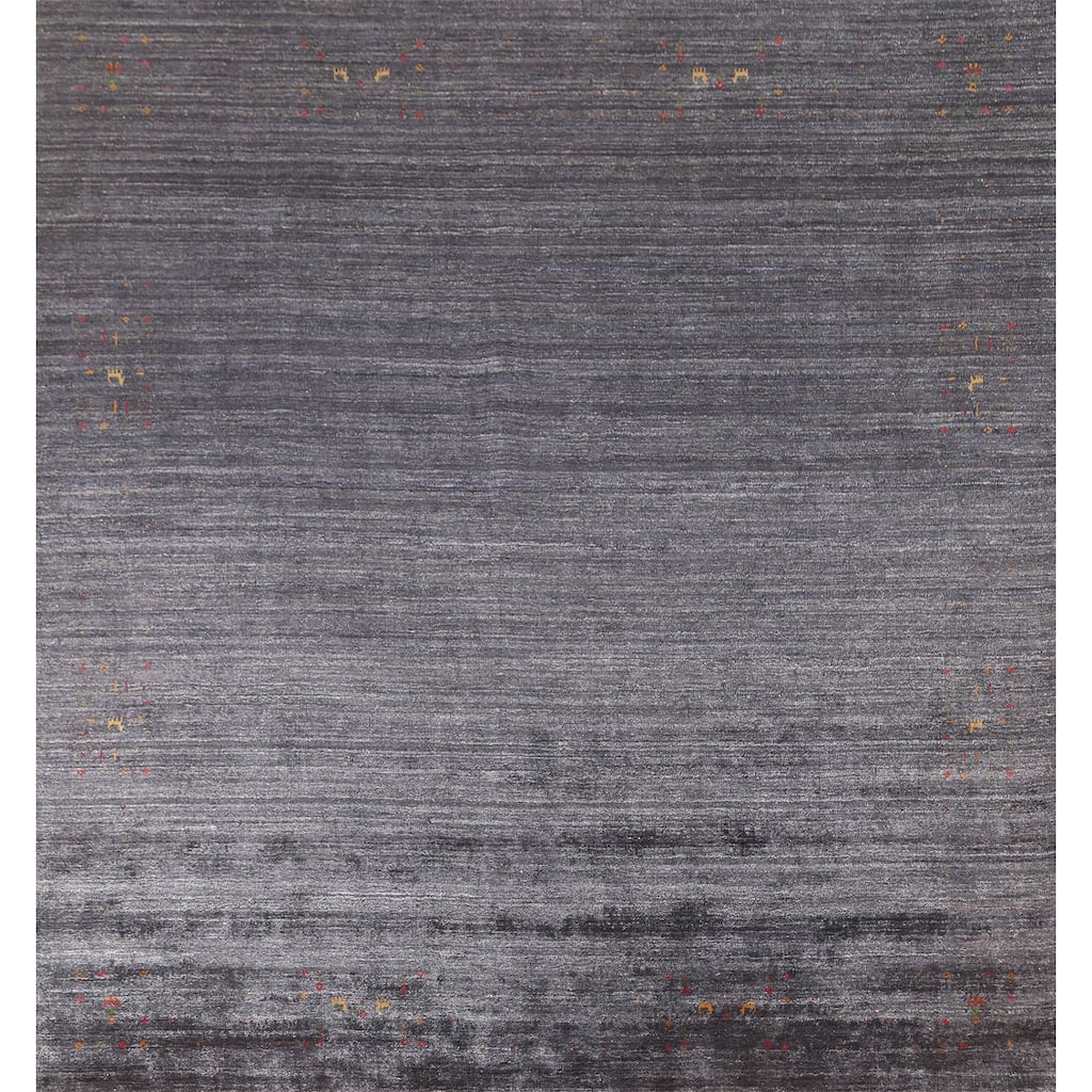 Tribal Gabbeh Oriental Square Rug Hand-Knotted Wool Carpet - 9'8" x 9'9"