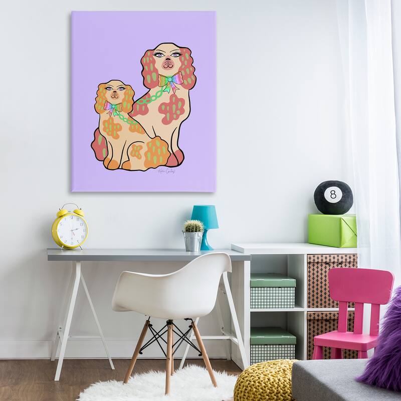 Stupell Funky Dogs on Purple Canvas Wall Art Design By Katie Conley