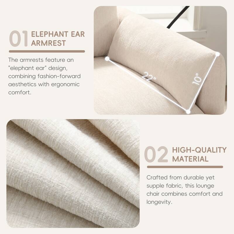 Roomfitters 37" Single Sofa with Storage Ottoman, Chenille Armchair with Phone Holder and Charging Ports, Lounge Chair