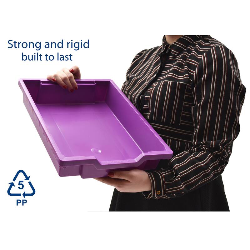 Gratnells Shallow F1 Tray, Plum Purple, 12.3" x 16.8" x 3", Heavy Duty School, Industrial & Utility Bins, Pack of 8