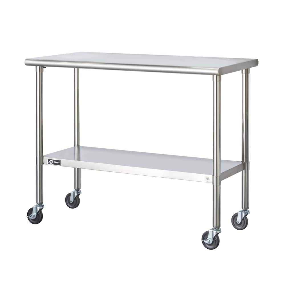 TRINITY EcoStorage® 48x24x38.5 Stainless Steel Table w/ Wheels, NSF