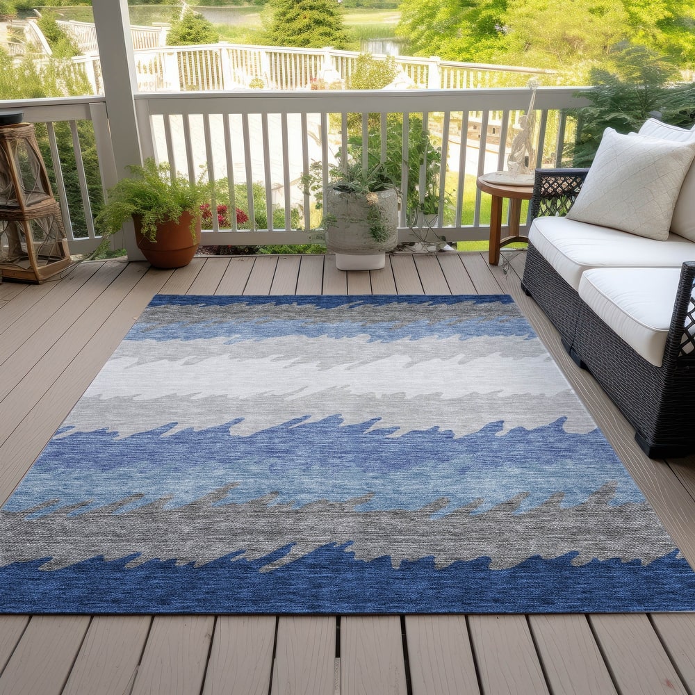 Machine Washable Indoor/ Outdoor Chantille Ombre Abstract Rug