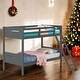 preview thumbnail 1 of 6, Wooden Versatile Twin over Twin Bunk Bed with Built-in Ladder for Bedroom Grey