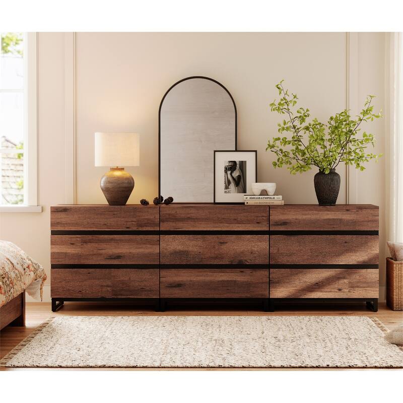 Modern TV Stand, Entertainment Center TV Console Table with Drawers and Metal Base, Media Console for Living Room, Bedroom