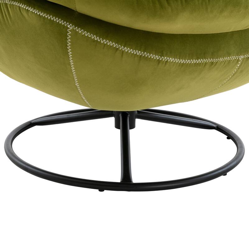 Velvet Swivel Accent Chair with Ottoman & Metal Legs (360° Rotation)