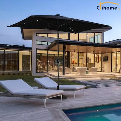Clihome 10' x 6.5' Rectangular LED Market Patio Umbrella