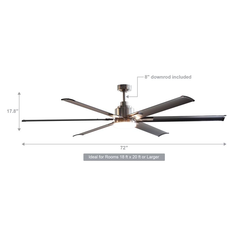 72-in Black Aluminum 6-Blade Large Ceiling Fans with Lights and Remote