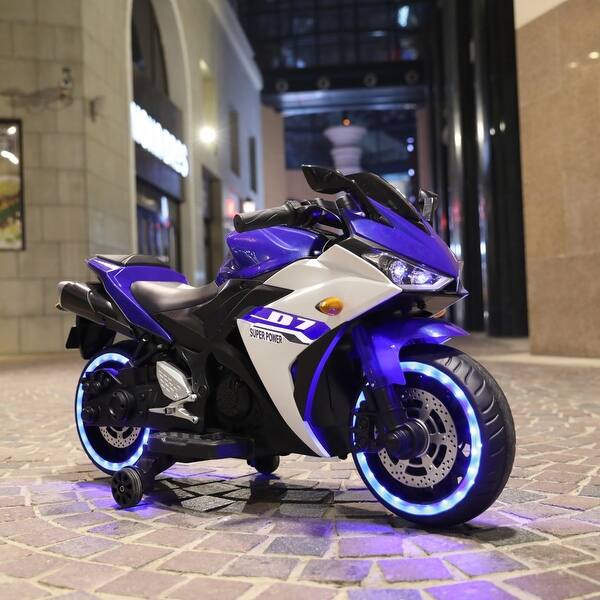 slide 2 of 29, Electric Motorcycle 12V Kids Toys Motorcycle Kids Electric Car Electric Ride on Toys - 46*20*26(in) Blue