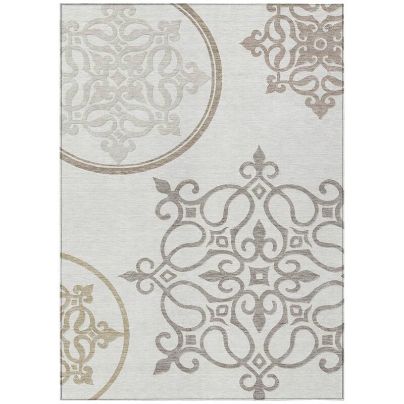 Machine Washable Indoor/ Outdoor Chantille Bold Medallion Rug