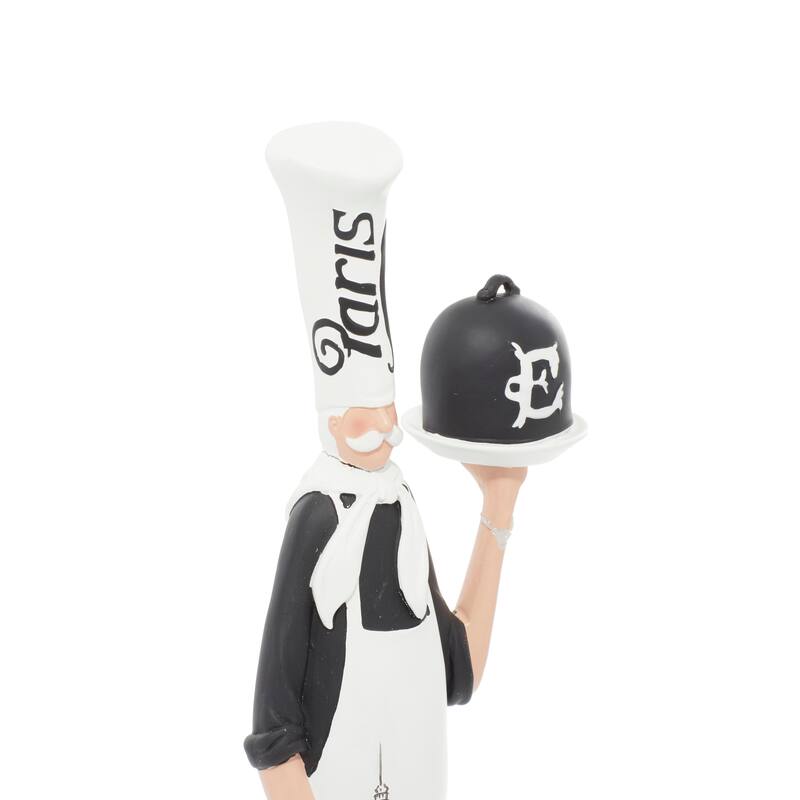White Polystone Chef Decorative Sculpture - 5 x 3 x 20
