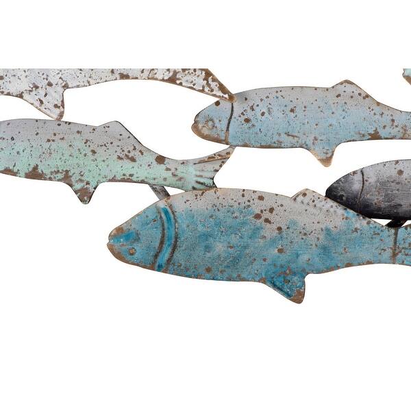 Shop Metal School Of Fish Wall Decor Blue Overstock 31298593