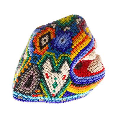 Novica Handmade Jaguar Rising Huichol Beaded Papier Mache Mask