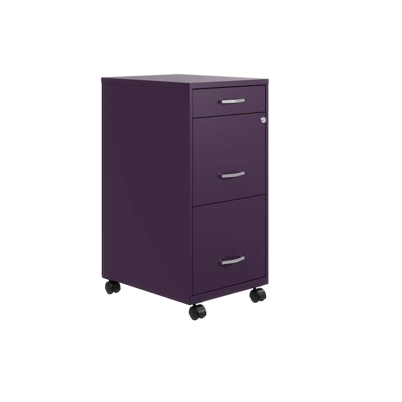 Space Solutions 18" Deep 3 Drawer Metal File Cabinet - Purple - Letter