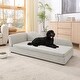 preview thumbnail 2 of 12, Oversized Pet Sofa, Elegant Modern Linen Fabric Elevated Dog Sofa Bed, Oversized Rectangular Pet Bed with Backrest & Armrest