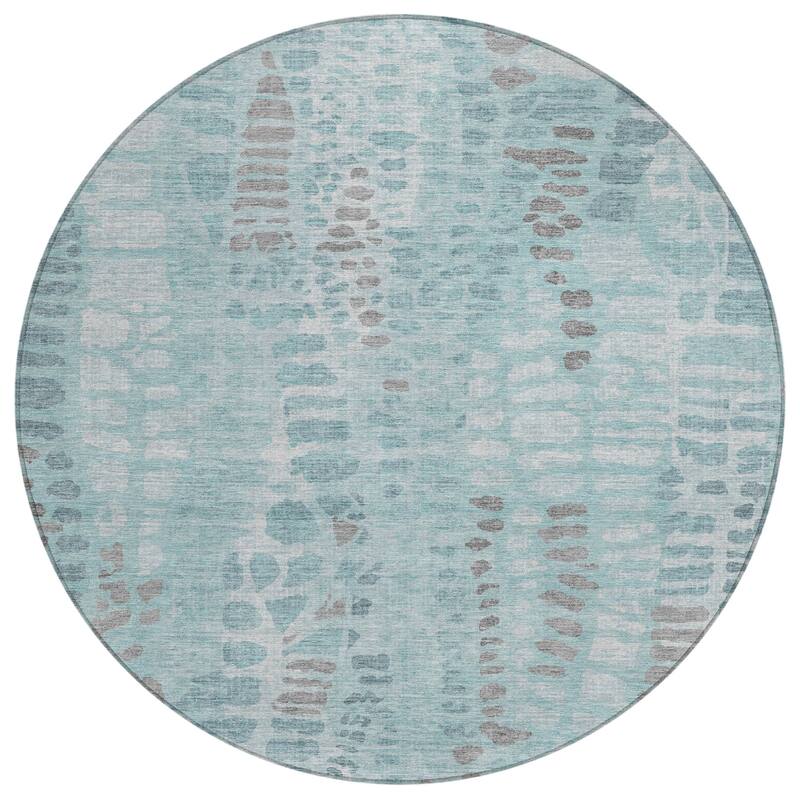 Machine Washable Indoor/ Outdoor Modern Imprints Chantille Rug