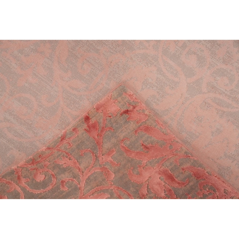 Machine Made Oriental Polyester Carpet All-Over Coral Distressed Area Rug - 7' 5'' X 5' 2''
