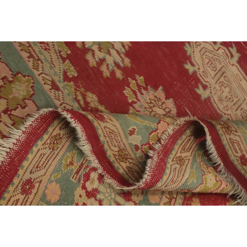 Hand Knotted Oriental 100% Wool Carpet Transitional Medallion Red Oushak Area Rug - 13' 10'' X 10' 1''