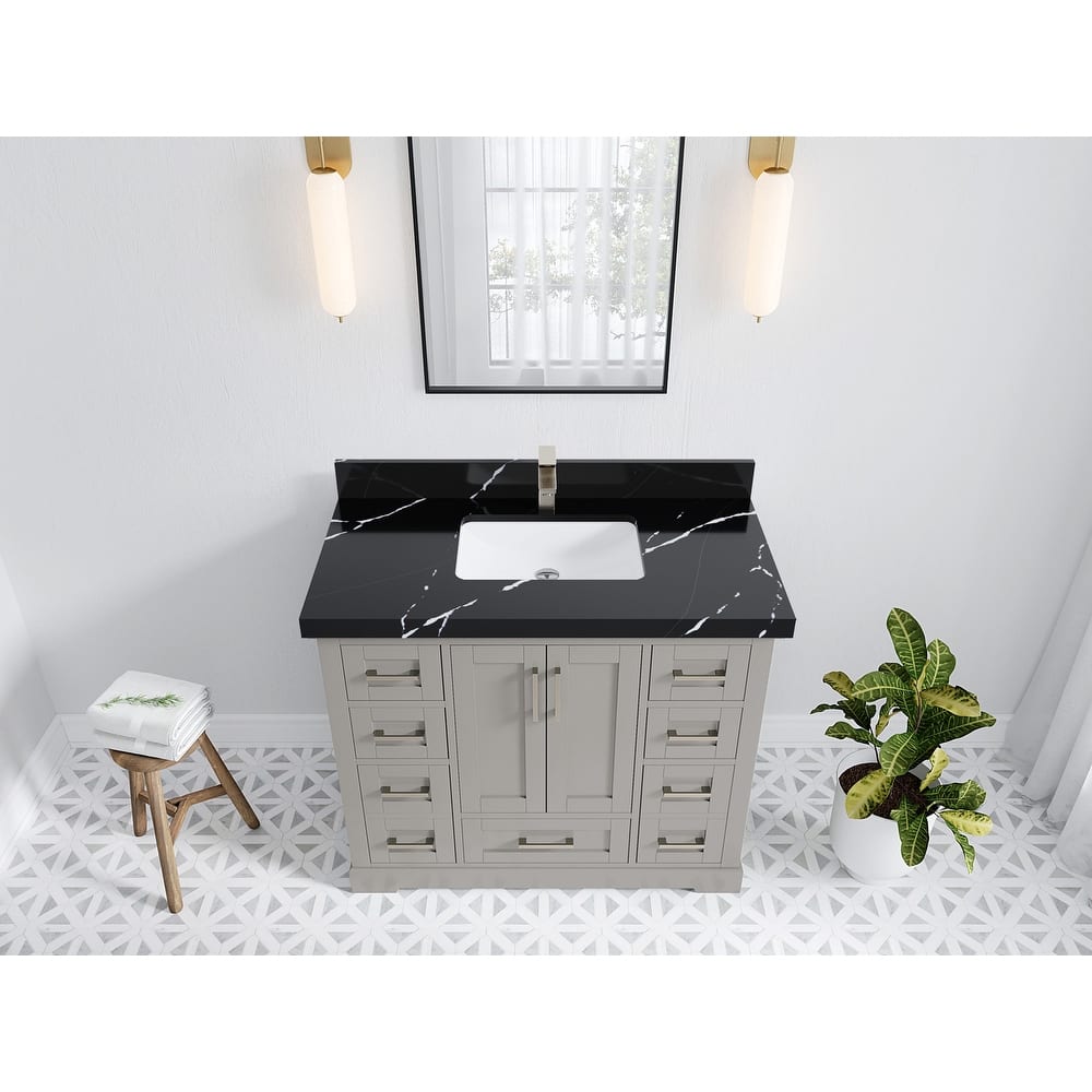 Willow Collection 42 in W x 22 in D x 36 in H Boston Single Bowl Sink Bathroom Vanity with Countertop