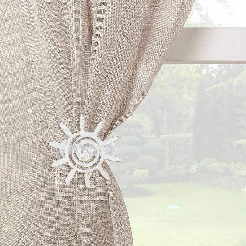 Set of 2 Metal Tiebacks Sun Clip Helios Big Size - 3.6"L x 3.6"H x 1.4"D