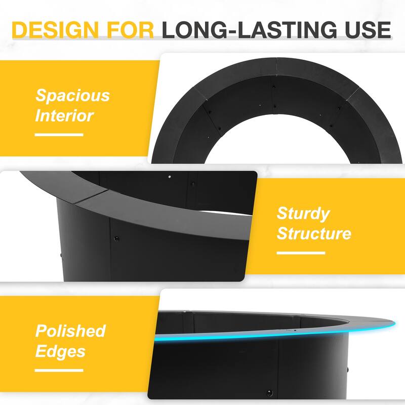 Aoodor 36 Inch Metal Fire Pit Ring - 36"