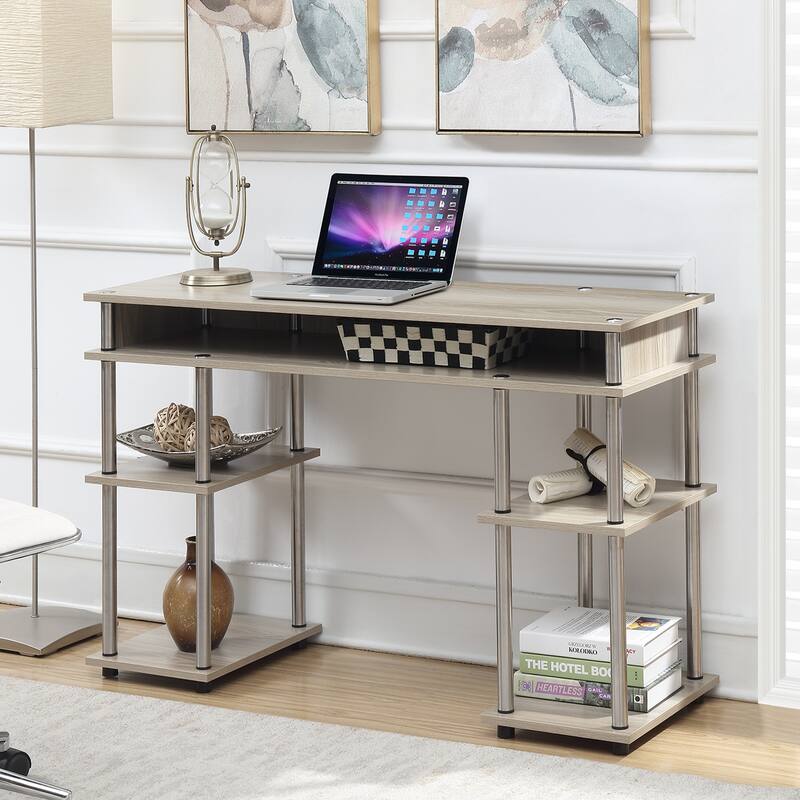 Convenience Concepts Designs2Go No Tools Student Desk with Shelves - Ice White