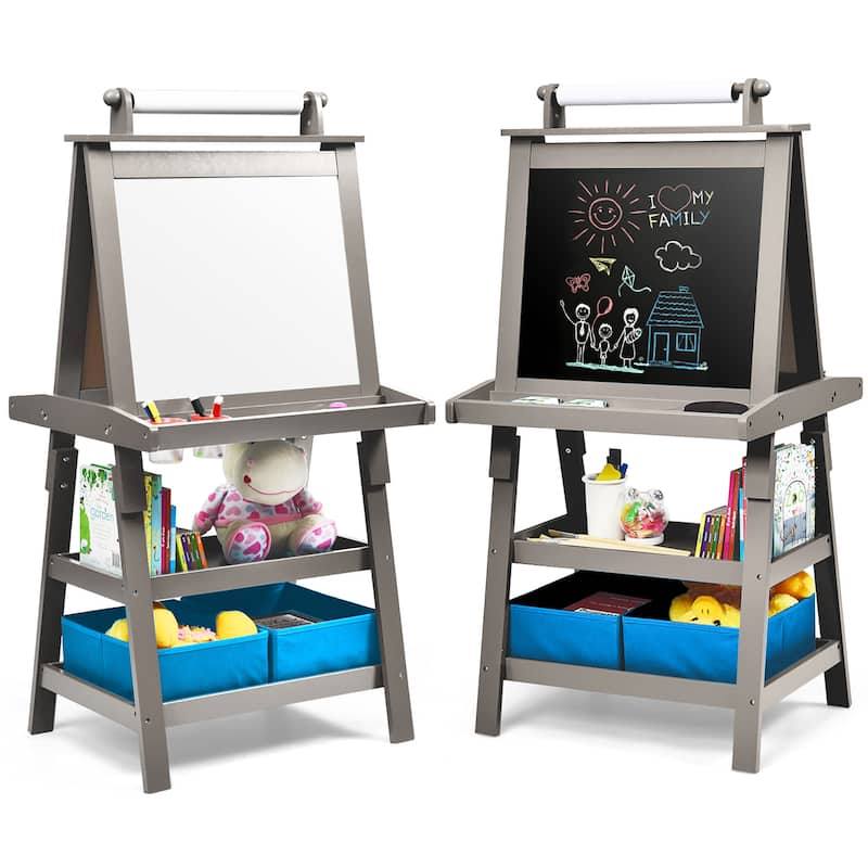 3 in 1 Kids Art Easel Double Sided Storage Easel w Storage Boxes