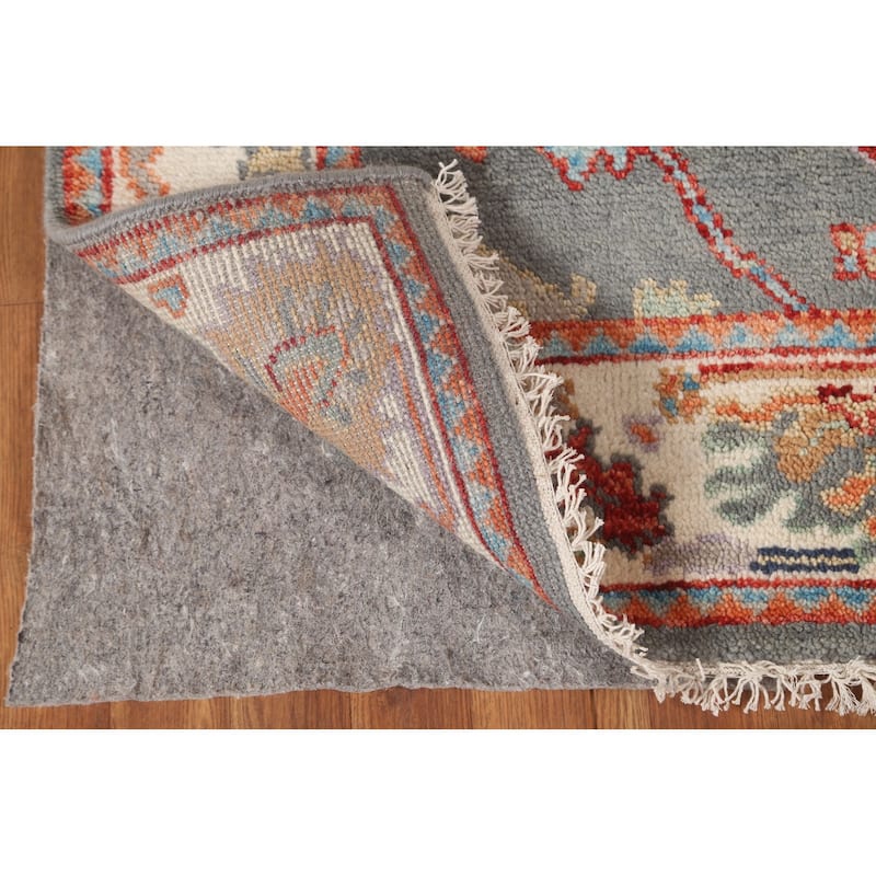 Gray Oushak Oriental Area Rug Handmade Geometric Wool Carpet - 4'0"x 6'0"