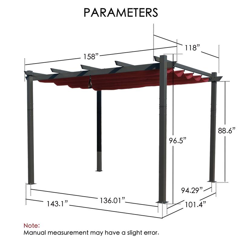 Kozyard Atlantics Outdoor 10'x13' Extra Large BBQ Grill Pergola with Sun Shade Gazebo Canopy
