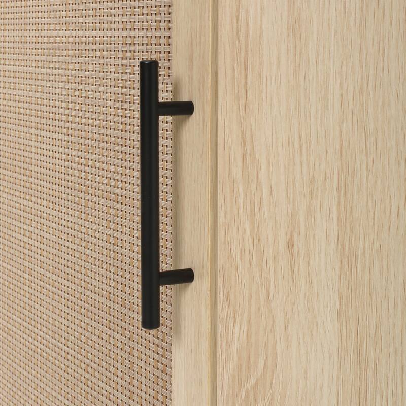 GDFStudio - Modern Rattan Storage Corner Cabinet with Adjustable Shelves