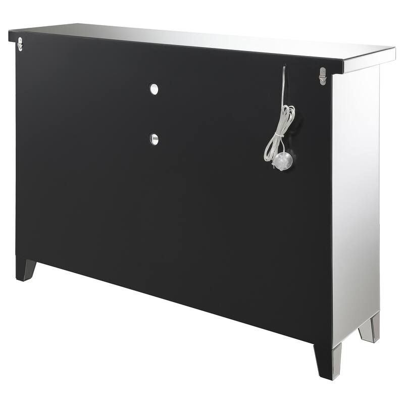 Melinda Silver 2-door LED Mirrored Wine Storage Bar Cabinet